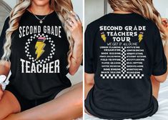 Gear up for a fantastic school year with our Second Grade Teacher Shirt, the perfect addition to any educator's wardrobe. Join the Second Grade Squad in style with this comfortable and stylish tee, designed to inspire and unite teachers and students alike. Whether it's the first day of school or any day thereafter, this Second Grade T-shirt is sure to make a statement as you lead your class to success. Product Description: ⇝ Bella and Canvas Brand Shirts ⇝ Unisex Adult Sizing ⇝ Rolled Sleeves in pictures are for styling purposes only ⇝ Props used in photos for are NOT included with purchase ⇝ Please consult the listing image for information regarding the sizes available for the T-shirt. ⇝ When applicable, white shirts will be printed with black letters. ⇝ CARE INSTRUCTIONS * WASHING: Machi Class Shirt, 2nd Grade Teacher, Second Grade Teacher, Teacher Tees, Branded Shirts, White Shirts, School Shirts, Second Grade, Teacher Shirts