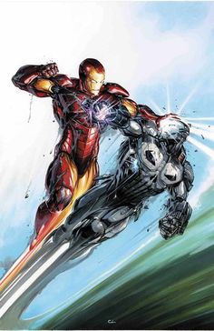 an iron man riding on the back of a motorcycle