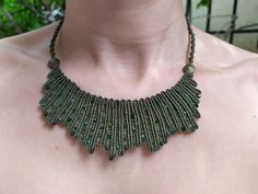 Black Bohemian Choker, Bohemian Macrame Choker As Gift, Handmade Bohemian Choker Necklace, Bohemian Macrame Choker Gift, Hippie Macrame Choker Necklace, Handmade Spiritual Choker For Festivals, Black Macrame Jewelry For Festivals, Green Macrame Necklace For Festivals, Green Macrame Jewelry For Festivals