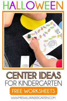 a poster with the words halloween center ideas for kids to use in their worksheets