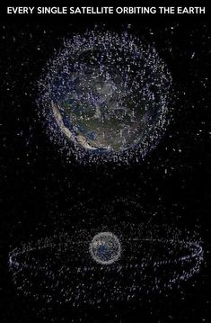 the earth as seen from space with many stars around it and an object in the middle