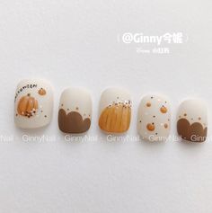 Korean Autumn Nails, Korean Fall Nails, Summery Nails, Nail Polish Art, Pretty Nail Designs, Seasonal Nails, Soft Nails