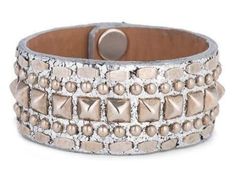 Calleen Cordero Designer | Studded Leather Bracelets for Women | Handmade Accessories | Luxury Jewelry | Silver Mirror Leather | Nickel Studs Brass Art, Black Artwork, Nickel Hardware, Leather Notebook, Handbag Straps, Guitar Strap, Silver Mirrors, Leather Care, Accessories Bracelets