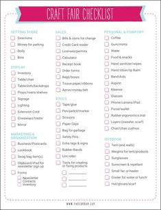 a printable craft fair checklist with the words craft fair checklist on it