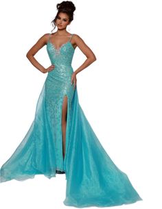 This Johnathan Kayne DKS2 dress features intricate beading and a fitted silhouette for a glamorous pageant look. The overskirt and slit add elegant movement Organza Overskirt, Pageant Dresses For Teens, Ethereal Elegance, Johnathan Kayne, Mesh Gown, Intricate Beading, Pageant Gowns, Project Runway, Pageant Dress