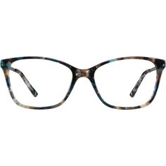 These stylish square glasses feature jewel accents on the temple arms. The medium-sized eyeglasses has an acetate eyeglasses front with metal temple arms and acetate temple tips. It has an abstract pattern in a choice of brown or blue tones. Spring hinges provide a comfortable wear. | Zenni Women's Square Prescription Eyeglasses Blue Mixed Zenni Glasses Woman Popular, Eyeglasses For Women Zenni, Trendy Glasses Zenni, Square Glasses Women Zenni, Funky Glasses Zenni, Zenni Optical, Oval Face Shapes, Cool Glasses, Kids Glasses