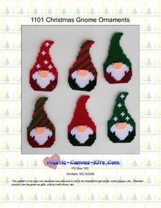 christmas gnome ornaments in different colors and sizes