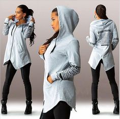 Plus Size Sportswear, Hooded Coats, Zippers Fashion, Women's Hoodies, Mode Casual, Sweatshirt Zipper, Irregular Hem, Winter Sweatshirt, Winter Mode