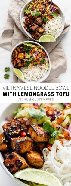 vietnamese noodle bowl with lemongrass tofu