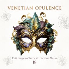 a mask with leaves on it and the words venetian opulence