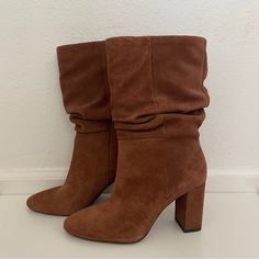 Banana Republic Mid Shaft Slouchy Leather Suede Boot Color: Nutmeg New, Never Worn I Love These Boots, I Just Don’t Have Any Reason To Wear Them Chic Suede Mid-calf Boots With High Heel, Chic High Heel Suede Mid-calf Boots, Chic Suede Mid-calf Boots Medium Width, Chic Suede Mid-calf Boots, Chic Suede Mid-calf Boots For Fall, Chic Mid-calf Suede Boots, Elegant Boots For Date Night In Fall, Chic Suede Mid-calf Boots With Block Heel, Elegant Fall Date Night Boots