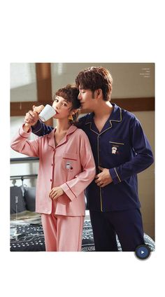 Korean Couple Lapel Long Sleeve Cotton Cardigan Home Service Pajamas Set on sale Casual Long Sleeve Sleepwear For Sleepover, Casual Long Sleeve Home Sets, Casual Long Sleeve Sets For Pajama Party, Casual Long Sleeve Sleepwear For Bedtime, Fall Long Sleeve Sleepwear For Sleepover, Casual Long Sleeve Sleep Sets, Casual Home Sets For Fall, Long Sleeve Bedtime Sets For Fall, Long Sleeve Pajama Party Sets For Fall