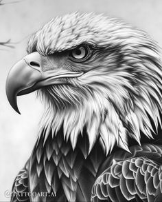 an eagle is shown in this black and white drawing by arttootma on devie