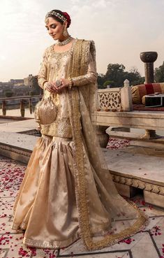 Raw Silk Gharara Kameez Nikkah Wedding Dress Pakistani Nikkah Wedding Dress, Gharara Pakistani, Wedding Dress Pakistani, Silk Gharara, Bridal Gharara, Nikkah Outfit, Nikkah Wedding, Gharara Designs, Wedding Dresses Pakistani