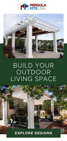 an outdoor living space is featured in this brochure