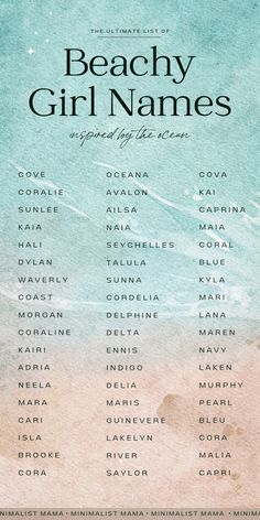 the beachy girl names poster