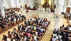 a large group of people in a church