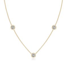 This elegant and stylish necklace by the yard is adorned with round station diamonds in bezel settings. It is crafted in 14k yellow gold and is sure to stand out. Classic Bezel Setting Station Necklace, Yellow Gold Station Necklace With Bezel Setting, Fine Jewelry Station Necklace With Bezel Setting, Anniversary Bezel Setting Station Necklace, Luxury Round Station Necklace With Bezel Setting, Yellow Gold Bezel Setting Station Necklace, Classic Station Necklace With Bezel Setting For Anniversary, Formal Round Station Necklace With Bezel Setting, Classic Bezel Set Station Necklace For Anniversary