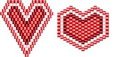 an image of two hearts made out of pixels