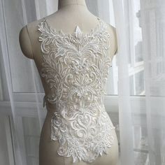 ❤Super beautiful, High Quality Beading Lace Fabric, Highly recommended to brides! ! ❤ Very exquisite and romantic. It can be used for wedding decor, boho dress, bridal wear, tops, garment fabric, bodice, curtains and etc... ❤WHOLESALE Accepetable, we do have some in stock, but if you need more, please convo me and give us some time for make them.❤  lace applique size: 20" X 14" We will ship in one piece continue without cutting if you order more than 1 quantity. Thank for shopping and have a nic Lace Applique Diy, Hand Beaded Lace, Bodice Applique, Bridal Applique, Lace Evening Gowns, Beaded Lace Fabric, Bridal Dresses Lace, For Wedding Dress, Beaded Applique