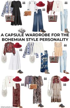 bohemian style - a style guide and capsule wardrobe for women Simple Boho Outfits, Vetement Hippie Chic, Wardrobe For Women, Dottie Angel, Fashion Capsule Wardrobe, Boho Hair