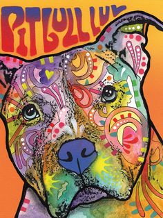 Pit Bull Luv - highest quality handcrafted wall art work on large canvas & framed canvas prints by Dean Russo Dean Russo Art, Dean Russo, American Pit Bull Terrier, Pit Bull Love, Dog Canvas, Pit Bull Terrier, Terrier Dogs, Pitbull Terrier, Colorful Paintings