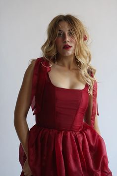 The Delilah dress in Cerise Red – Wild Rose & Sparrow Main Character Dress, Dress And Corset, Venice Photos, Corset Boning, Studio Photos, Tier Dress, Three Tier, Wild Rose, Bubblegum Pink