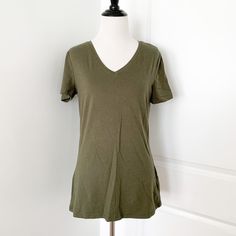 Olive Green Colored V-Neck Tshirt Brand New Without Tags Size Small The Brand Is Amazon Basics Cotton Stretch V-neck Short Sleeve Top, Casual Solid Color Tops By Uniqlo, Green V-neck T-shirt For Everyday, Green V-neck Top For Everyday, Uniqlo Short Sleeve Tops For Summer, Uniqlo Relaxed Fit Short Sleeve Tops, Uniqlo Casual Short Sleeve Tops, Uniqlo Tops, Amazon Basics