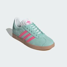 adidas Gazelle Shoes - Turquoise | Women's Lifestyle | adidas US Shoes Adidas Samba, Adidas Shoes Women Samba, Gazelles Adidas, Adidas Womens Shoes, Adidas Shoes Gazelle, Addias Shoes, Colorful Adidas, Adidas Gazelle Pink, Pink Gazelles