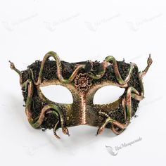 This Beautiful Masquerade Party Mask Is Made Of 100% Finest Quality And Hand-Painted Craftsmanship. Occasion: Great For Halloween, Day Of The Dead, Masquerade Party, And More. Color: Black Gold How It Made: Made Of High-Quality Plastic, Then Hand-Painted And Decorated With Feather, Lace, Glitter, Spike. Size Measurement: Most Of Our Masks Are 6-7 Inches Wide And One Size Fits All. Luxury Fantasy Mask For Mardi Gras, Luxury Fantasy Masks For Carnival, Luxury Fantasy Mask, Coll Masks, Theme Face Mask, Luxury Fantasy Masquerade Mask For Costume, Green Maskerade Mask, Luxury Fantasy Carnival Masks, Plant Mask Art