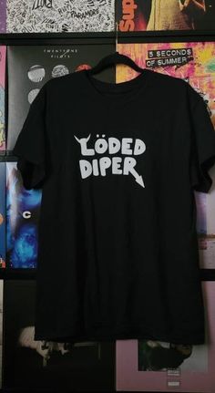 Show off your favorite fictional band with this Loded Diper inspired tee!  White vinyl design on a black tee. Adult unisex sizes available in small, medium, large, extra large, and XXlarge. *Clothing brands may vary- I use products available to me at your time of purchase.* *All of my pieces are handmade and unique- they may not be flawless. NO REFUNDS, EXCHANGES, OR RETURNS.* *Please send me a message with any questions or concerns* Thank you for shopping with Fangirl's Closet! Band Shirt Outfits, Loded Diper, Band Tee Outfits, Epic Clothes, Silly Clothes, Clothing Brands, Swaggy Outfits, Tee Outfit, Really Cute Outfits