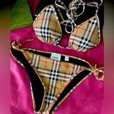 Barely Worn, Two Piece Original Burberry Two Piece Bikini/Swimsuit. My Measurements Are Hips 35/36, Waist 25/26, & Bust 31/32 (Fits Sized S Or M Depending On Body Type And Desired Amount Of Coverage.) Burberry Swim, Two Piece Swimsuit, Womens Swim, Burberry, Two Piece, Plus Fashion, Fashion Design, Women Shopping, Fashion Trends