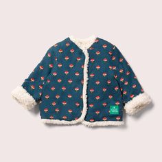 Little Toadstools Reversible Cosy Jacket Cord Trousers, Repeat Prints, Collarless Jacket, Kids Adventure, Sherpa Jacket, Organic Cotton Fabric, Christmas 2024, Sherpa Lined, Sherpa Fleece