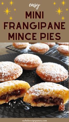 mini frangane mince pies on a cooling rack with text overlay