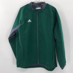 Adidas Long Sleeve Climaproof Full Zip Jacket Size: Large Color: Green And Grey Bust: 24in Length: 32 Arm: 33in New With No Tags C23 Winter Green Moisture-wicking Windbreaker, Green Sportswear Outerwear For Hiking, Green Moisture-wicking Outerwear For Hiking, Winter Green Moisture-wicking Outerwear, Green Adidas Winter Track Jacket, Adidas Green Winter Track Jacket, Winter Adidas Green Track Jacket, Green Long Sleeve Moisture-wicking Outerwear, Adidas Green Outerwear For Winter