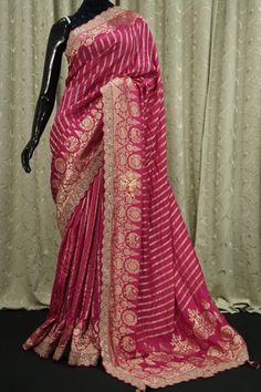 *Double blouse* *Pure dola silk saree with beautiful zari weaves and sabhyasachi designer border paired with running blouse and heavy embroidery designer contrast blouse* Dola Silk Pre-draped Saree With Embroidered Border For Puja, Silk Pre-draped Saree With Embroidered Border For Puja, Traditional Pink Pre-draped Saree With Embroidered Border, Designer Pink Saree With Embroidered Border, Pink Dola Silk Blouse Piece With Embroidered Border, Pink Dola Silk Saree With Embroidered Border, Bollywood Style Dola Silk Saree With Embroidered Border, Traditional Katan Silk Pre-draped Saree With Embroidered Border, Festive Banarasi Silk Pre-draped Saree With Dori Work