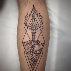 Trident Tattoo, Greek God Tattoo, Tattoo Band, Poseidon Tattoo, Back Of Arm Tattoo, Greek Mythology Tattoos, Mythology Tattoos, Leg Tattoo Men, Greek Tattoos