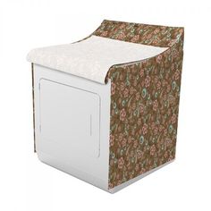 a brown and white box with a flower pattern on it