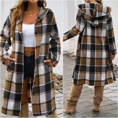 Stay Cozy And Stylish With This Coat. Featuring A Classic Plaid Pattern, This Coat Is Perfect For Chilly Days. The Hood And Long Sleeves Provide Extra Warmth, Making It A Must-Have For Your Wardrobe. Buttoned, Pocketed Not Lined Material: 70% Polyester, 30% Viscose Ships Within 7 To 10 Days This Item Size Conversion Chart: Sizes Are In Letters. S - 2/4 M - 6 L - 8/10 Xl- 12 Explore Our Collection: Fall Trendy Trending Athleisure Modest Party Attire Necklaces Tops Fedora Hat Winter Gypsy Fleece S Winter Plaid Hooded Jacket With Pockets, Plaid Hooded Jacket With Pockets For Winter, Casual Plaid Hooded Outerwear, Casual Hooded Plaid Outerwear, Long Sleeve Brown Hooded Jacket For Fall, Brown Long Sleeve Hooded Jacket For Fall, Fall Plaid Hooded Jacket With Pockets, Hooded Plaid Outerwear For Spring, Brown Outerwear With Drawstring Hood For Fall