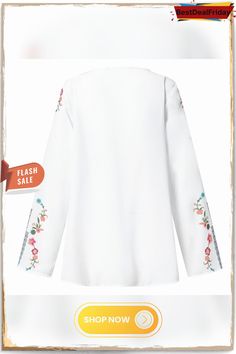 Zanzea Women Long Sleeved Ethnic Printed Spring Vintage Loose Blouse Shirts V-neck Tops Bohemian V-neck Printed Blouse, Bohemian V-neck Embroidered Top, Traditional Embroidered V-neck Peasant Top, Spring Folk Style V-neck Peasant Top, Bohemian Multicolor Embroidered V-neck Top, V-neck Embroidered Blouse For Vacation, White Folk Style V-neck Blouse, Floral Embroidered V-neck Blouse For Vacation, Multicolor Long Sleeve Bohemian Embroidered Top