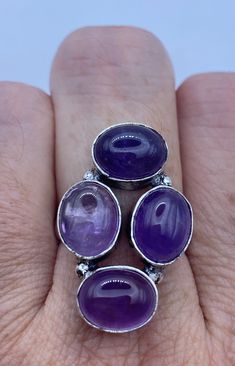 Large genuine amethyst Vintage ring Low content silver not sterling. Size 7  Can be resized by my jeweler for $20 All rings are shipped free in the US in a nice gift box.   Check out our over a THOUSAND great reviews Engraving is $4 per letter and is not always perfect depending on the piece. It can take a few days if the jeweler is busy. This is payable to Paypal Judithsltd@gmail.com Amethyst Ring With Stones For Anniversary, Purple Rings With Stones For Gift, Purple Rings With Stones As Gift, Gift Purple Rings With Stones, Oval Purple Ring With Stones, Oval Amethyst Ring With Stones, Purple Gemstone Ring As Gift, Purple Natural Stones Rings For Anniversary, Oval Amethyst Ring With Natural Stones