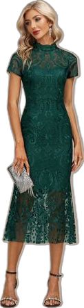 Elegant Green Holiday Midi Dress, Elegant Green Festive Midi Dress, Festive Green Elegant Midi Dress, Elegant Festive Green Midi Dress, Elegant Green Midi Dress For Festive Season, Elegant Green Midi Dress For Festive Occasions, Lace Cocktail Dress, Cocktail Dress Lace, Tea Length