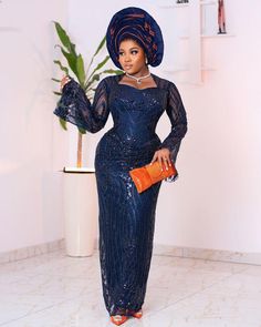 dress Elegant Royal Blue Dress For Wedding, Elegant Blue Gown For Ceremony, Royal Blue Fitted Evening Dress For Wedding, Asoebi Dress, Lace Asoebi Styles, Asoebi Lace Styles, Lace Styles For Wedding, Wedding Attire For Women, Lace Dress For Women