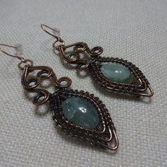 Rustic Amazonite Handmade Copper Wire-Wrapped Dangle Earrings (2 1/2" Drop) #842b All Of My Jewelry Is Handmade By Me In My Smoke & Pet Free Home!!!!!! Please Note That Every Item Purchased Comes In A Drawstring Organza Bag For Easy Gift Giving!!! Please Note That I Will Consider Any Reasonable Offer On My Jewelry!!!!!!!!!! Please Let Me Know If You Have Any Further Questions. Thanks For Stopping By And Have A Terrific Day!!!! Handmade Copper Wire Drop Earrings, Handmade Copper Wire Wrap Drop Earrings, Artisan Handmade Earrings With Copper Wire, Artisan Handmade Earrings In Copper Wire, Artisan Handmade Copper Wire Earrings, Hand Wrapped Drop Earrings, Artisan Handmade Earrings, Handmade Unique Copper Wire Earrings, Handmade Copper Wrap Earrings