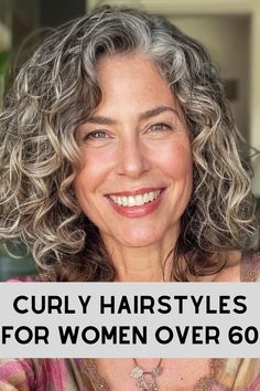 Curly Hairstyles for Women Over 60 >> Ombre is for everyone! And guess what? Curly hair can totally rock it too. For a touch of sophistication, opt for a subtle ombre shade that complements your natural curls. Click here to check out more curly hairstyles that will inspire women over 60 to embrace their natural texture. Curly Hairstyles Women, Curly Silver Hair, Long Layered Curly Hair, Medium Length Curls, Layered Curls, Natural Curly Hair Cuts, Medium Length Curly Hair, 50s Women