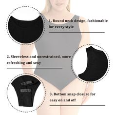 Plus Size Bodysuits for Women Sleeveless Crew | Moon Wood Solid Sleeveless Seamless Leotard, Sleeveless Solid Color Seamless Leotard, Seamless Sleeveless Solid Color Leotard, Sleeveless Cotton Seamless Bodysuit, Sleeveless Seamless Cotton Bodysuit, Seamless Sleeveless Cotton Bodysuit, High Stretch Sleeveless Leotard For Summer, Sleeveless Seamless Summer Leotard, Black Sleeveless Bodysuit For Loungewear