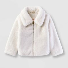 Your toddler will love the cozy look and warm comfort of this Faux-Fur Jacket from Cat & Jack™. Made from midweight recycled polyester with full lining, this faux-fur jacket is fashioned in a versatile cream hue that easily pairs with any outfit. The design is completed with a collared neckline, a full-length zippered front and two pockets. Cat & Jack™: Designed for all children so you can trust it's made for yours. Jane Outfits, 2024 Family, Faux Shearling Jacket, Quilted Puffer Jacket, Parka Jacket, Shearling Jacket, Toddler Girl Outfits, Family Photoshoot, Faux Fur Jacket