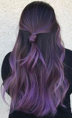 Purple Balayage Hair, Long Purple Hair, Short Purple Hair, Purple Hair Highlights, Purple Balayage, Balayage Hair Color Ideas