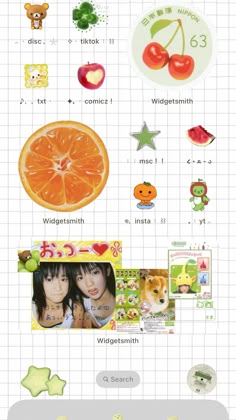 an info sheet with different fruits and vegetables on the bottom right hand corner, including oranges, cherries, apples, watermelon, kiwitch