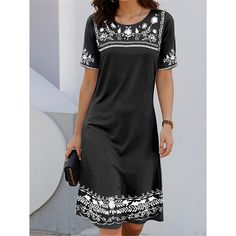 Season:Summer; Fabric:Polyester; Sleeve Length:Short Sleeve; Look After Me:Machine wash; Gender:Women's; Style:Streetwear; Elasticity:Micro-elastic; Occasion:Holiday,Vacation,Date; Fit Type:Loose Fit; Dresses Type:Casual Dress,T Shirt Dress Tee Dress,Summer Dress; Pattern:Floral; Design:Print; Neckline:Crew Neck; Brand:Shall We; Front page:FF; Listing Date:02/18/2024; Bust:; Length:; Shoulder Width:; Sleeve:; Waist:; Fit US Size:; Fit UK Size:; Fit EU Size:; Dress Length Type:Midi Dress; Print T Dress Date, Dress T Shirt, Floral Dress Casual, Style Streetwear, Types Of Dresses, Dress Floral, Tee Dress, Pattern Floral, Dress Summer